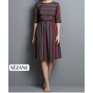 Sezane Multicolor Striped Midi Dress